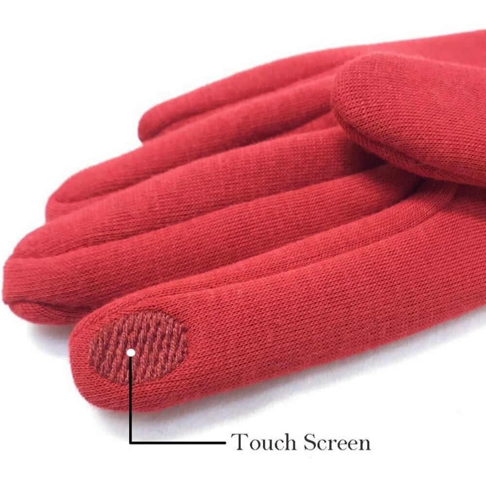 Women's Red Winter Warm Fleece Lining Gloves Driving Texting Touch Screen - Picture 6 of 7